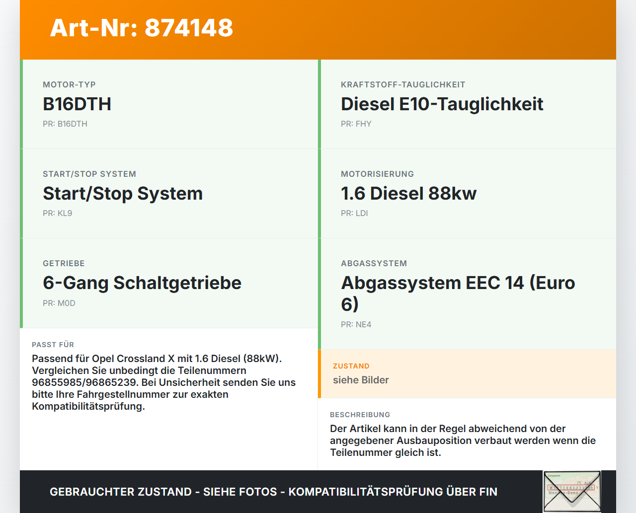Opel Crossland X P17 17-20 TD 1,6 88KW Ansaugrohr Ladeluftschlauch Luftschlauch Pos.3 Opel Crossland X P17 17-20... Vorschau 3