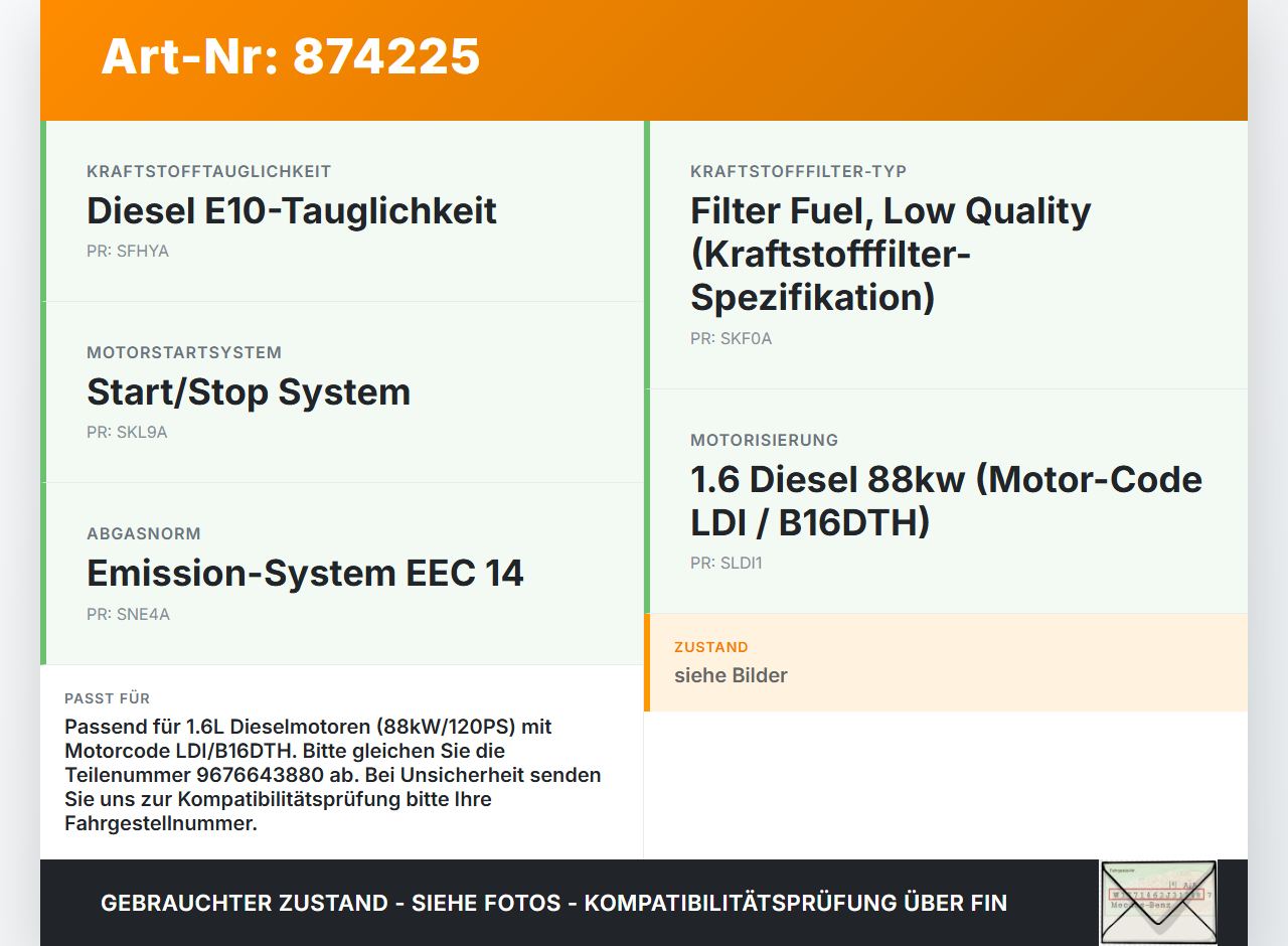 Opel Crossland X P17 17-20 TD 1,6 88KW Railsensor Drucksensor Opel Crossland X P17 17-20 21.02.2018 9676643880... Vorschau 3