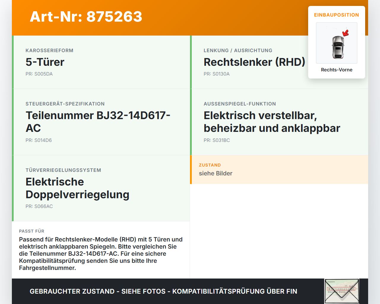 Range Rover Evoque L538 11-15 Steuergerät ECU Modul Türsteuergerät Rechts Vorne Range Rover Evoque L538 11-15... Vorschau 3