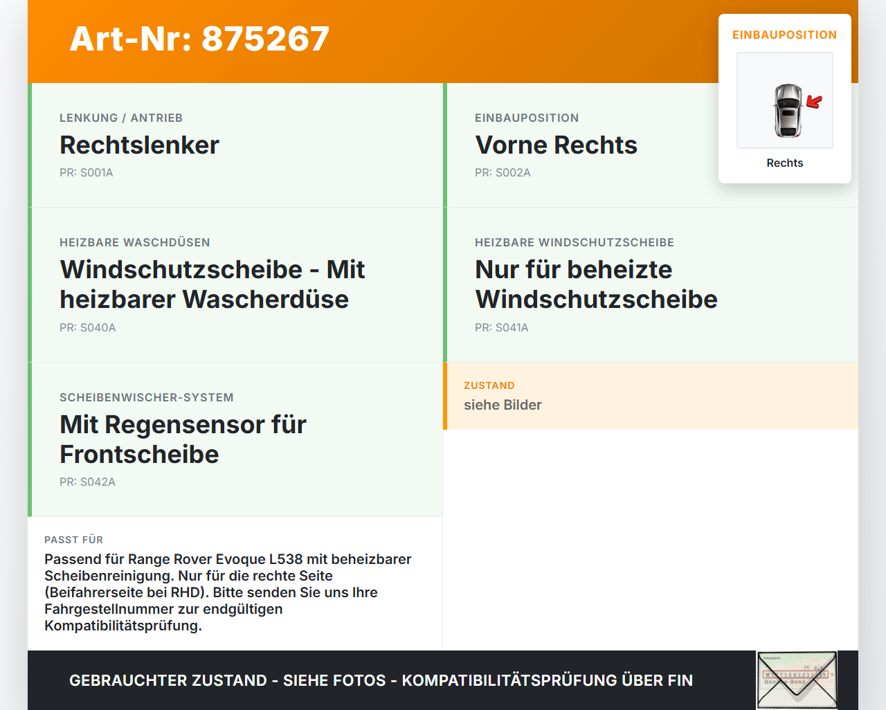 Range Rover Evoque L538 11-15 Waschdüse für Windschutzscheibe WS Rechts beheizt Range Rover Evoque L538 11-15... Vorschau 3
