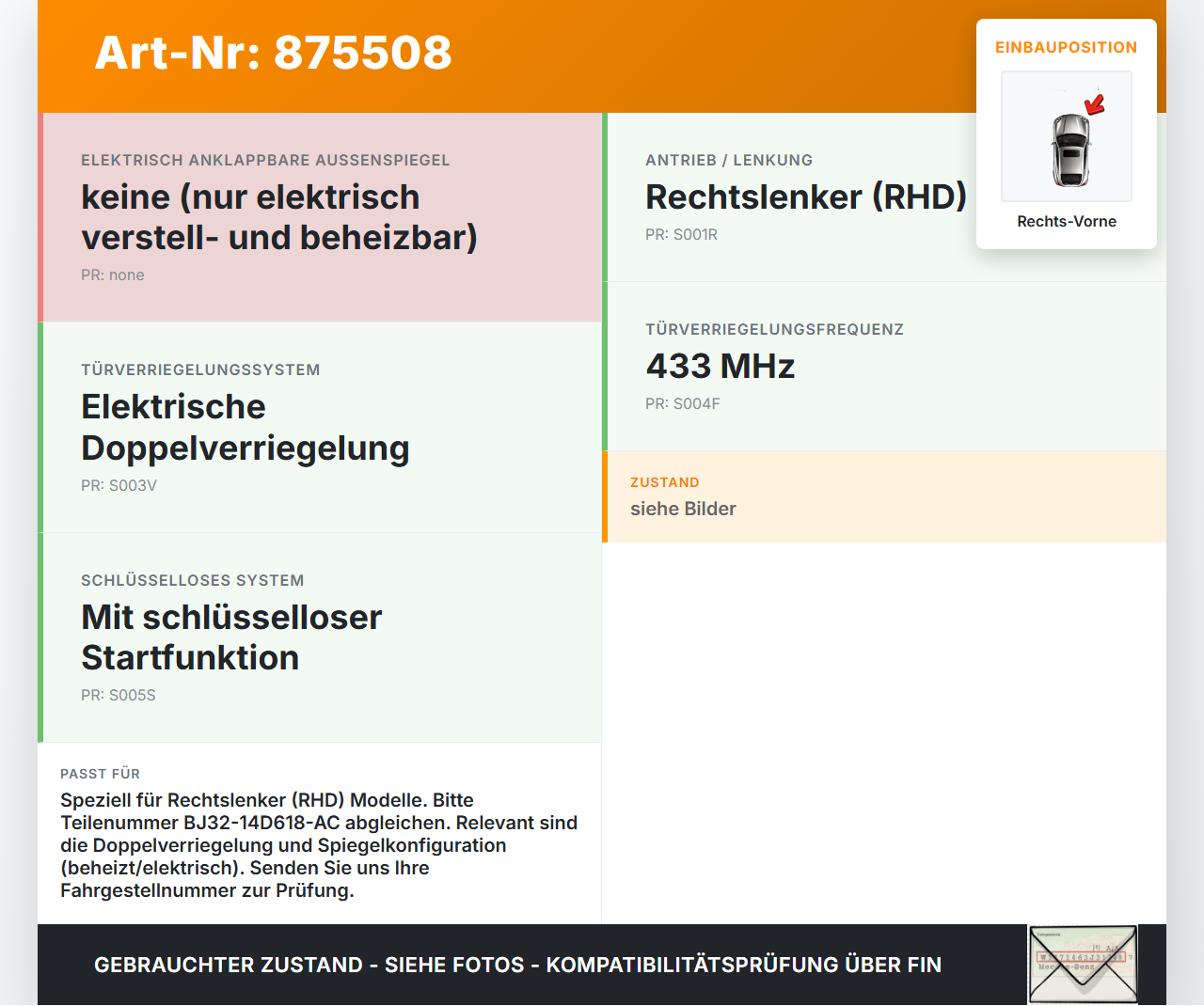 Range Rover Evoque L538 11-15 Steuergerät ECU Modul Türsteuergerät Rechts Vorne Range Rover Evoque L538 11-15... Vorschau 3