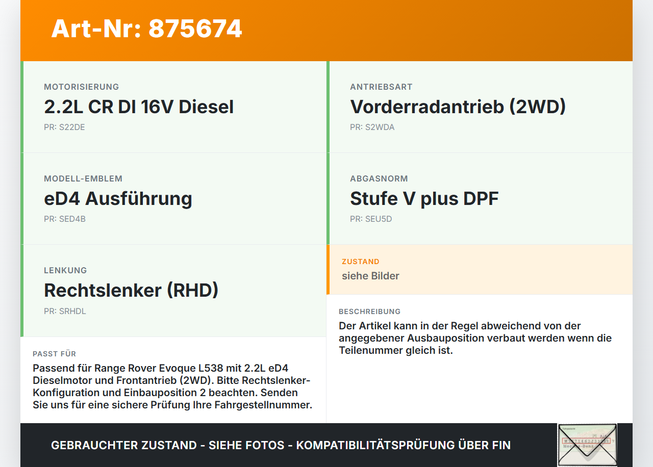 Range Rover Evoque L538 11-15 eD4 2,2 110KW Ansaugrohr Ladeluftschlauch Luftschlauch Pos.2 Range Rover Evoque L538... Vorschau 3