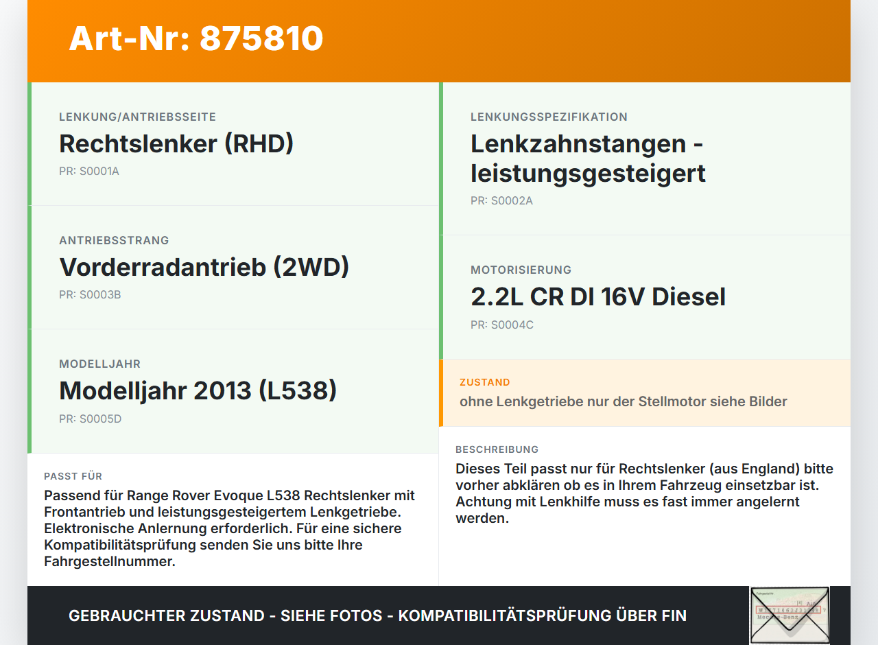 Range Rover Evoque L538 11-15 RHD Stellmotor Lenkhilfe elektr. Range Rover Evoque L538 11-15 11.12.2012... Vorschau 3