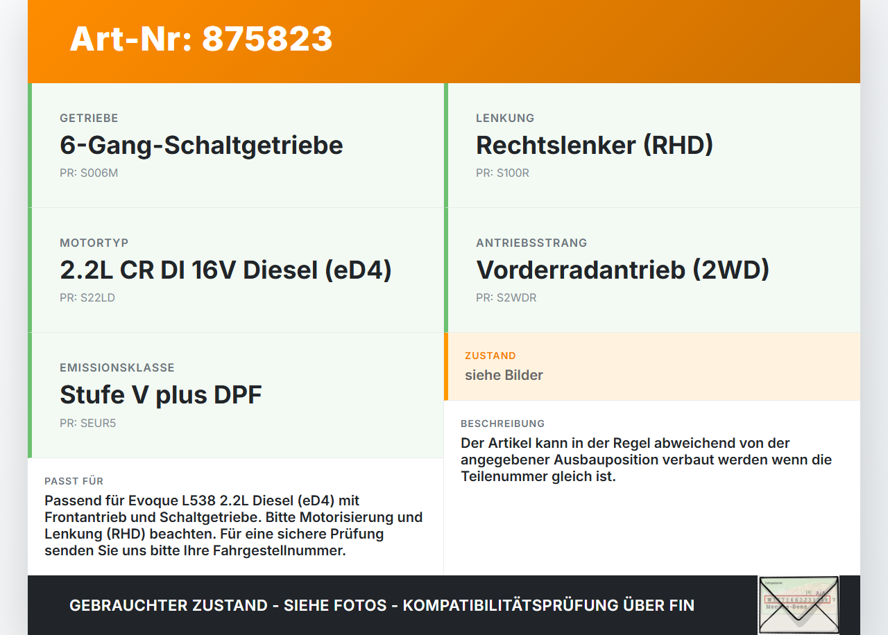 Range Rover Evoque L538 11-15 eD4 2,2 110KW Ansaugrohr Ladeluftschlauch Luftschlauch Pos.1 Range Rover Evoque L538... Vorschau 3