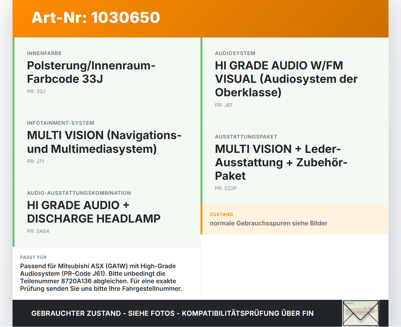 Mitsubishi ASX GAW 16-19 Lautsprecher Subwoofer Mitsubishi ASX GAW 16-19 15.09.2017 8720A136 gebraucht Vorschau 3