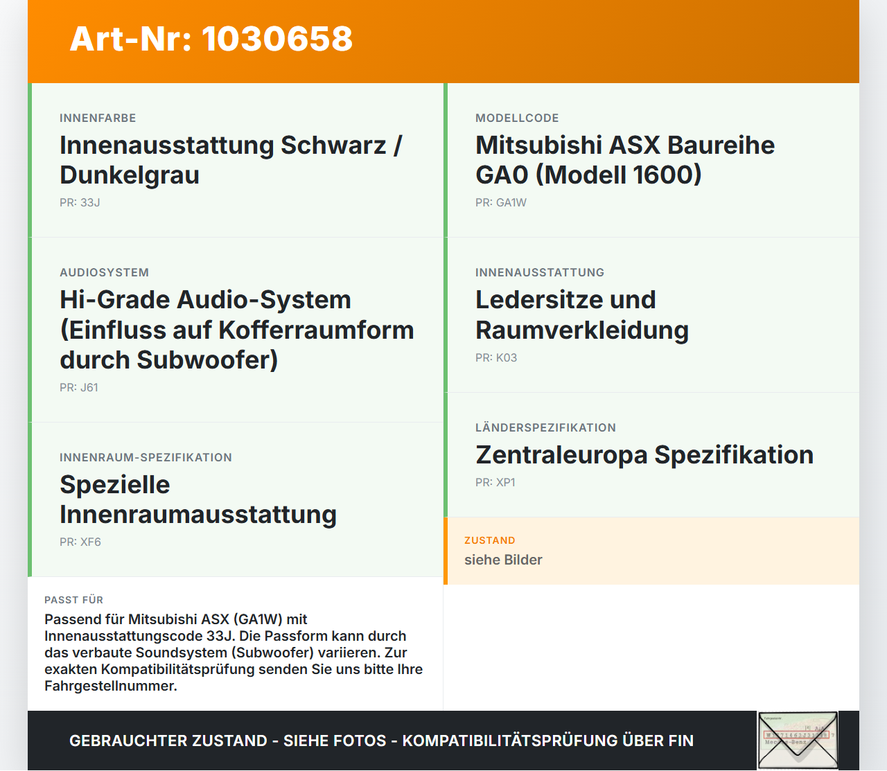 Mitsubishi ASX GAW 16-19 Kofferraummatte Kofferraum Einlegeboden Mitsubishi ASX GAW 16-19 15.09.2017 7646A468 gebraucht Vorschau 3