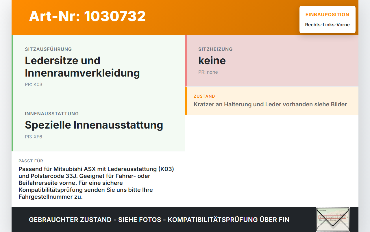 Mitsubishi ASX GAW 16-19 Kopfstütze für Beifahrer Sitz Rechts oder Links Vorne Mitsubishi ASX GAW 16-19 15.09.2017... Vorschau 3