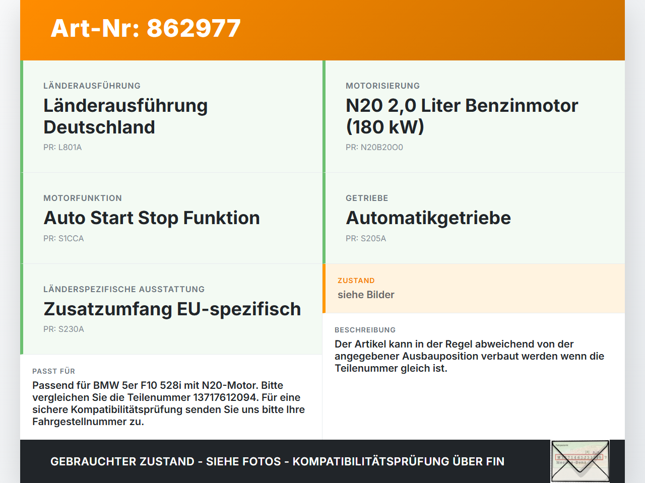 BMW F10 528i 10-13 2,0 180KW Ansaugrohr Ladeluftschlauch Luftschlauch Pos.1 Resonator BMW F10 528i 10-13 07.10.2011... Vorschau 3