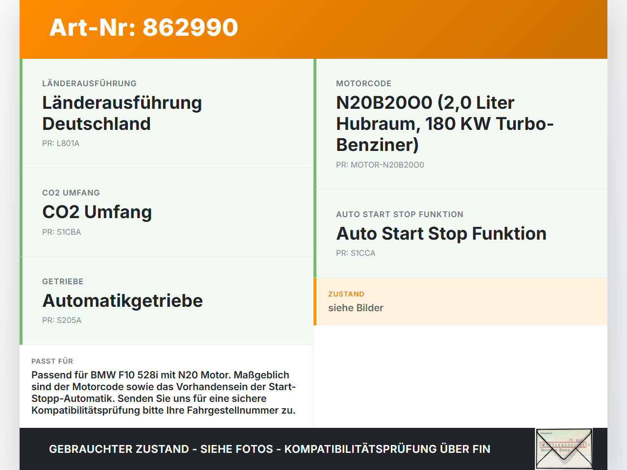 BMW F10 528i 10-13 2,0 180KW Leitung Unterdruckleitung BMW F10 528i 10-13 07.10.2011 7603816 11157603816 gebraucht Vorschau 3