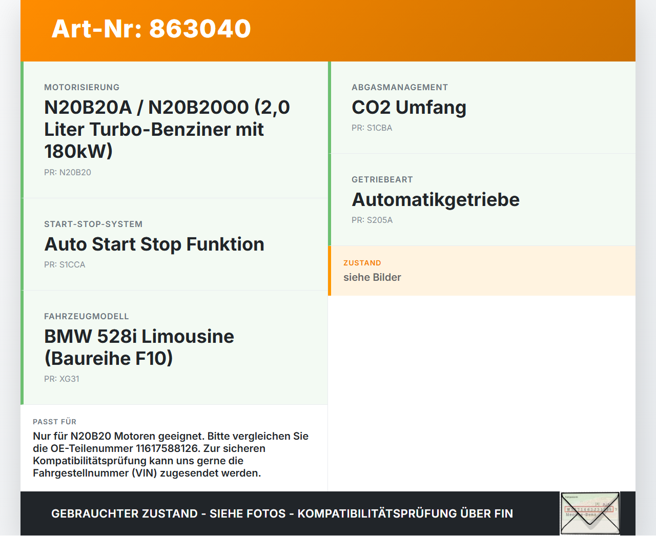 BMW F10 528i 10-13 2,0 180KW N20B20A Ansaugbrücke Ansaugkrümmer BMW F10 528i 10-13 07.10.2011 7588126 11617588126... Vorschau 3