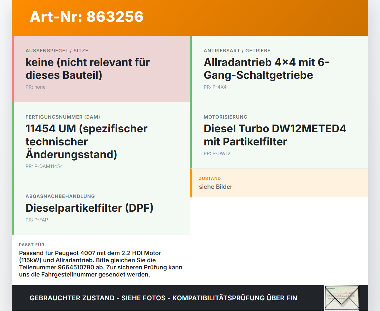 Peugeot 4007 GP 07-12 HDI 2,2 115KW Partikelfilter Rußpartikelfilter Dieselpartikelfilter DPF Peugeot 4007 GP 07-12... Vorschau 3