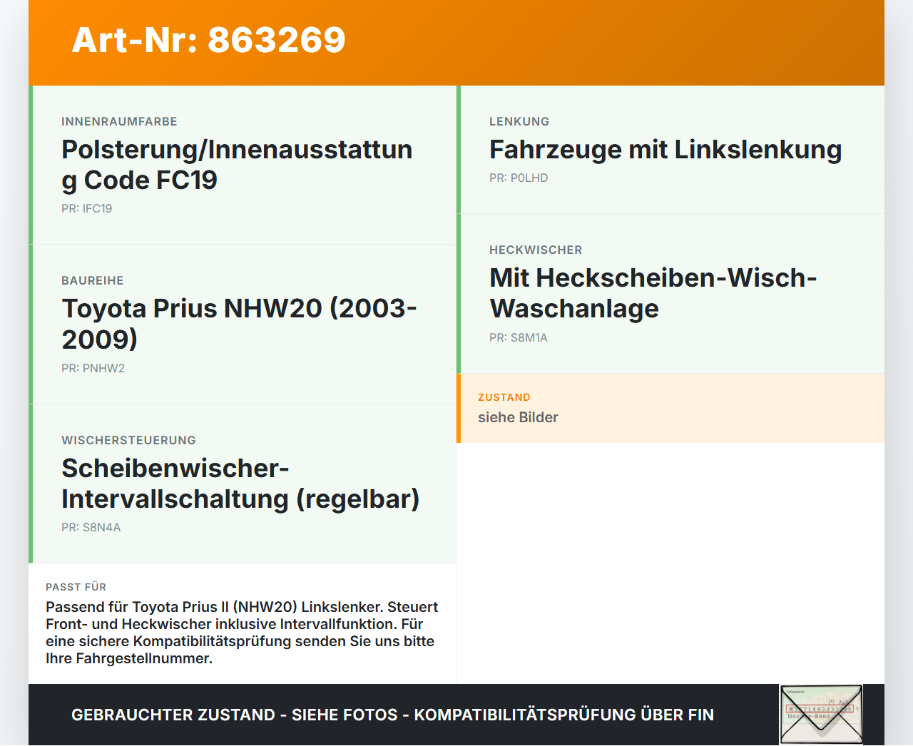 Toyota Prius II 05-09 Lenkstockschalter Wischerschalter Wischer Toyota Prius II 05-09 23.03.2005 gebraucht Vorschau 3
