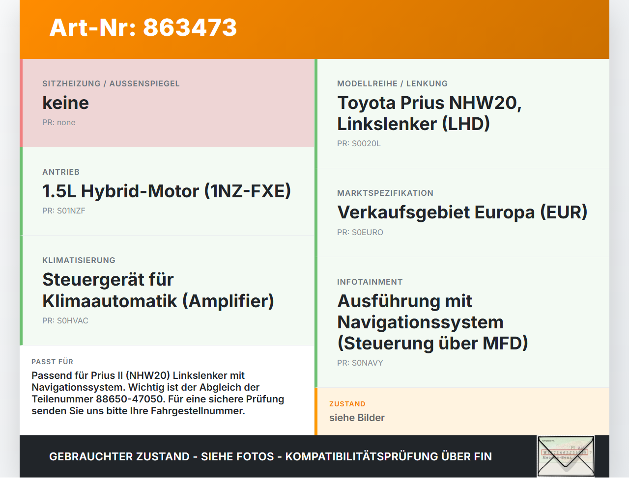 Toyota Prius II 05-09 Steuergerät SG Amplifier Regelung für Klima Toyota Prius II 05-09 23.03.2005 8865047050... Vorschau 3