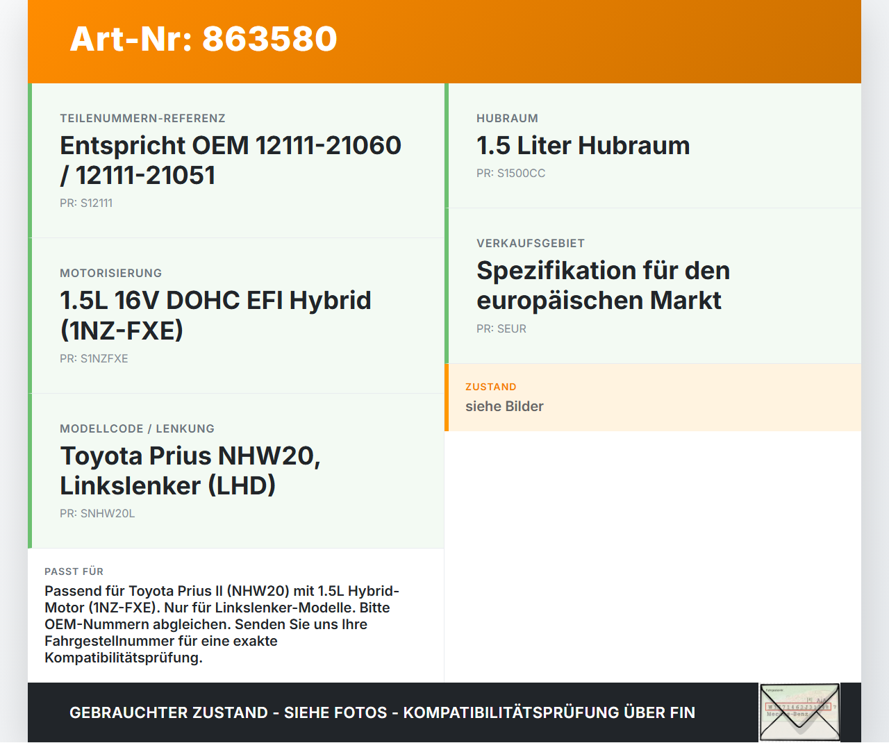 Toyota Prius II 05-09 Hybrid 1,5 57KW 1NZFXE Ölwanne Motorwanne Oberteil Toyota Prius II 05-09 23.03.2005... Vorschau 3