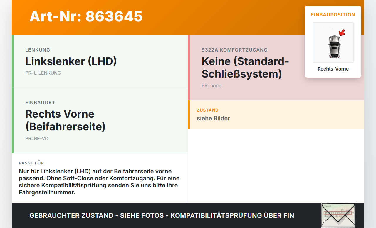 BMW 5er 530XD E61 03-07 Kombi Türschloss m. ZV Stellmotor Rechts Vorne BMW 5er 530XD E61 03-07 02.11.2005 7202146... Vorschau 3