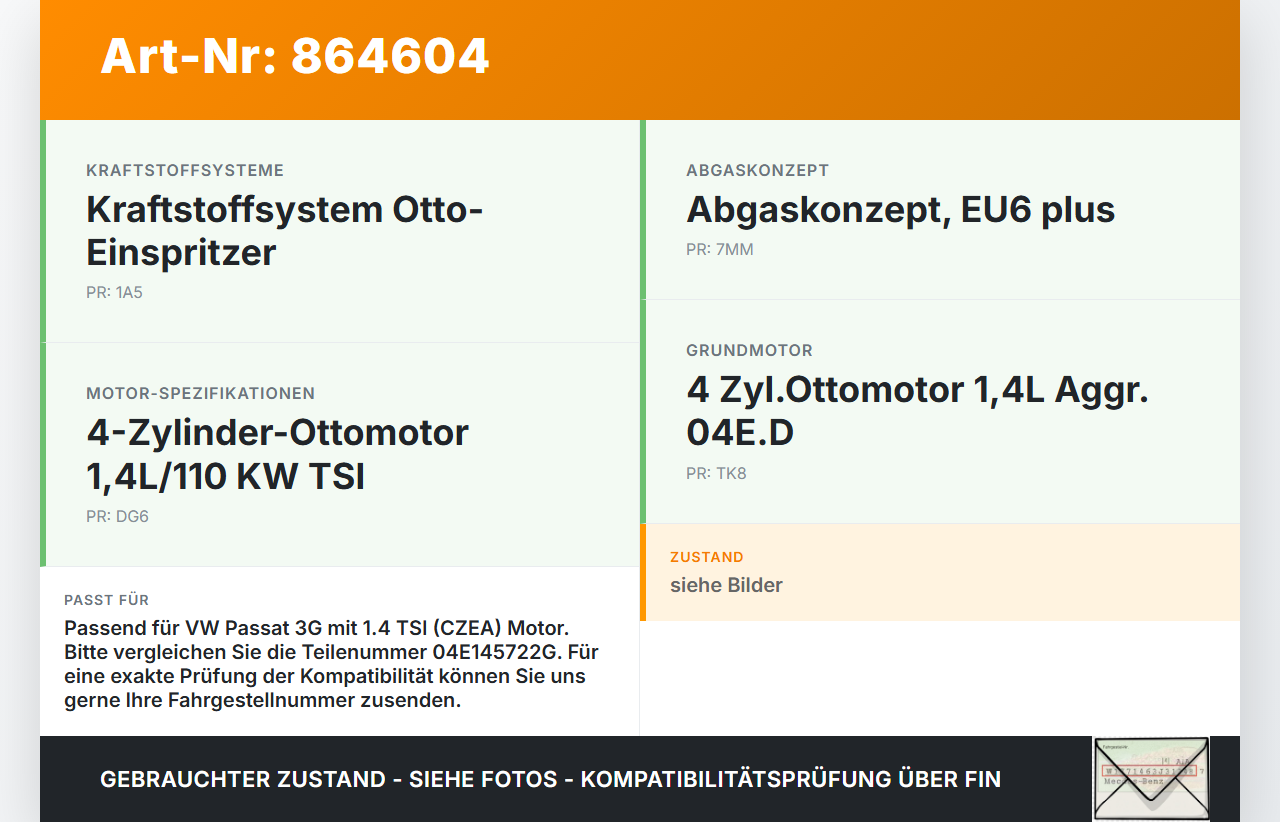 VW Passat 3G B8 14-19 TSI 1,4 110KW CZEA Turbolader Turbo Abgasturbolader mit Druckregler VW Passat 3G B8 14-19... Vorschau 3