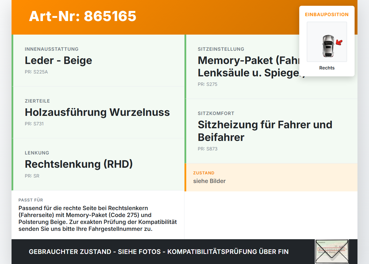 Mercedes CLS 250 C218 11-14 Schalter Rechts für Sitzverstellung Mercedes CLS 250 C218 11-14 18.11.2013 A2129059700... Vorschau 3