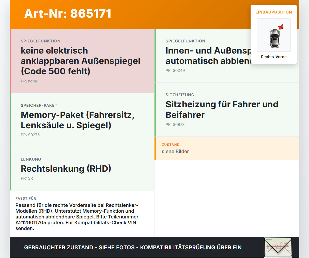 Mercedes CLS 250 C218 11-14 Steuergerät SG Türsteuergerät Modul Rechts Vorne Mercedes CLS 250 C218 11-14 18.11.2013... Vorschau 3