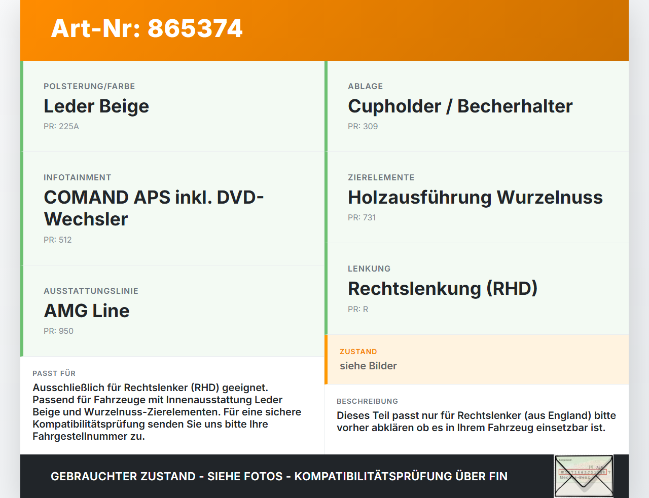 Mercedes CLS 250 C218 11-14 RHD Mittelkonsole Mercedes CLS 250 C218 11-14 18.11.2013 A2186806350 gebraucht Vorschau 3