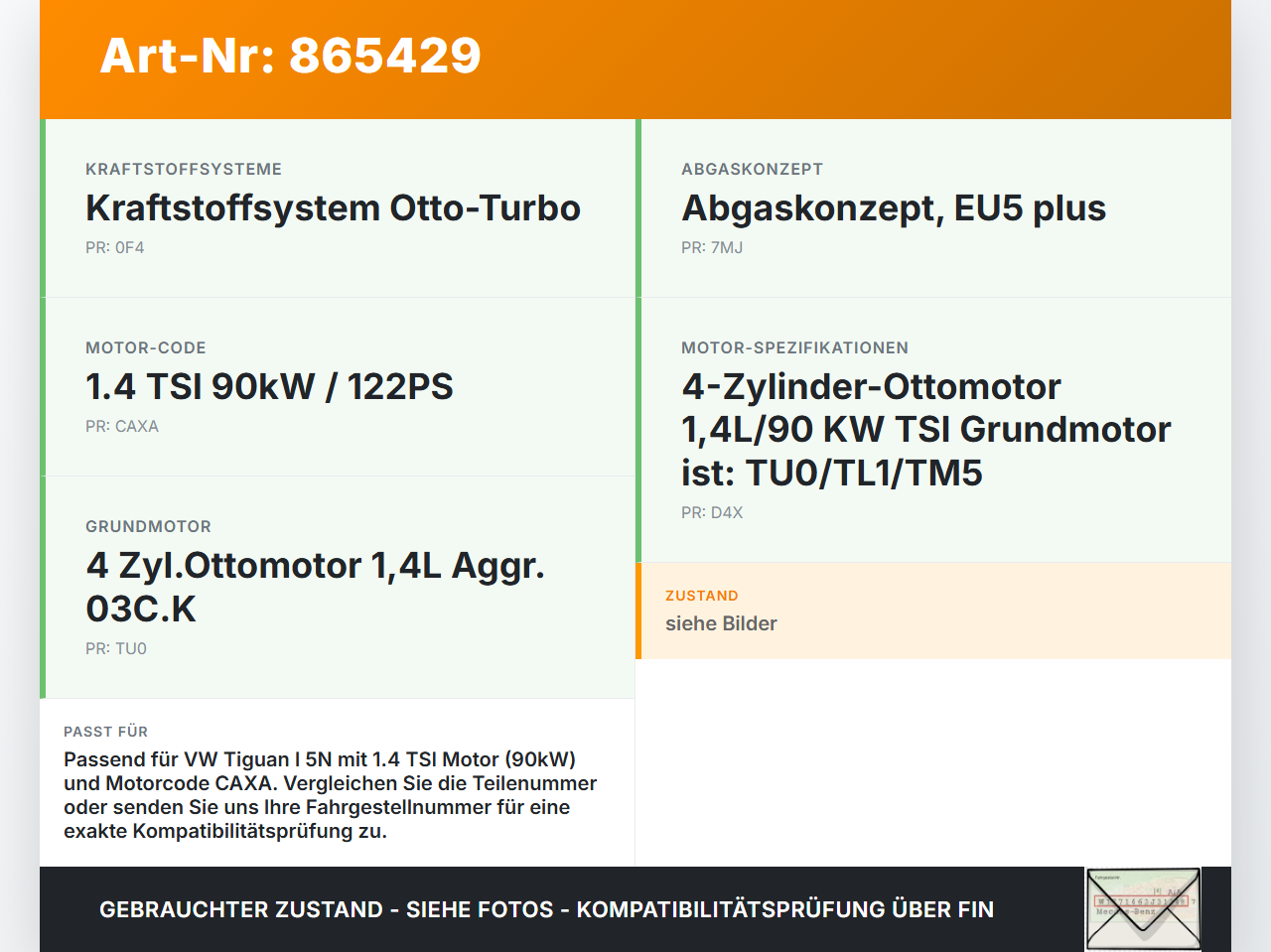 VW Tiguan I 5N 11-16 TSI 1,4 90KW CAXA Nockenwelle Auslass VW Tiguan I 5N 11-16 18.12.2014 03C109101DD 731007174... Vorschau 3