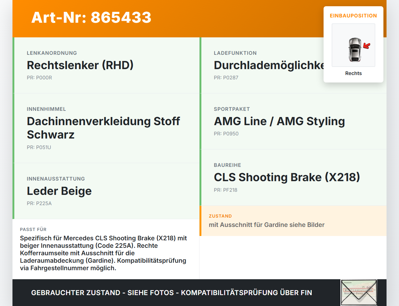 Mercedes CLS 250 C218 11-14 Kombi Seitenverkleidung Rechts für Kofferraum Mercedes CLS 250 C218 11-14 18.11.2013... Vorschau 3