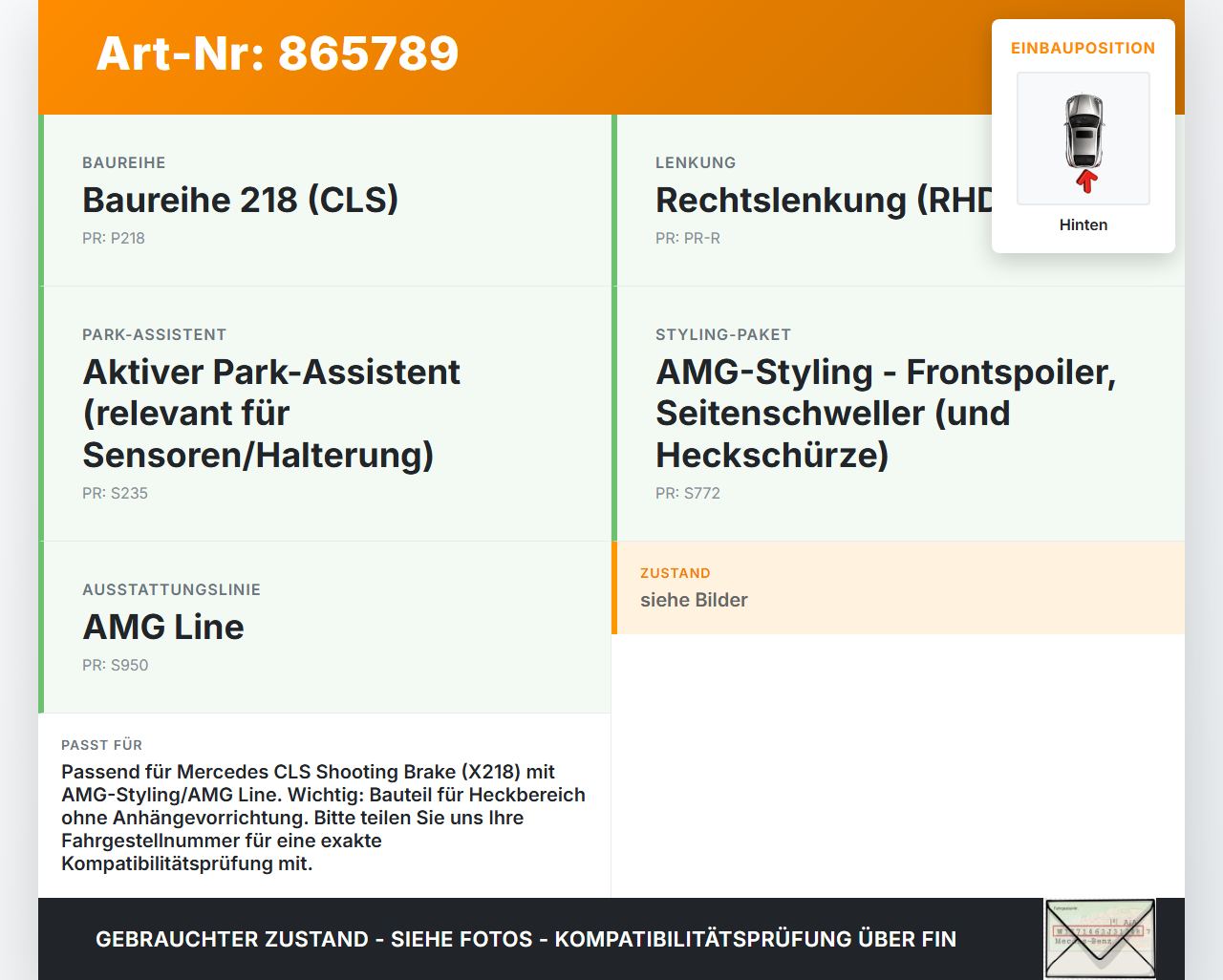 Mercedes CLS 250 C218 11-14 Stoßstangenträger Stoßfängerträger Träger Querträger Hinten Mercedes CLS 250 C218 11-14... Vorschau 3