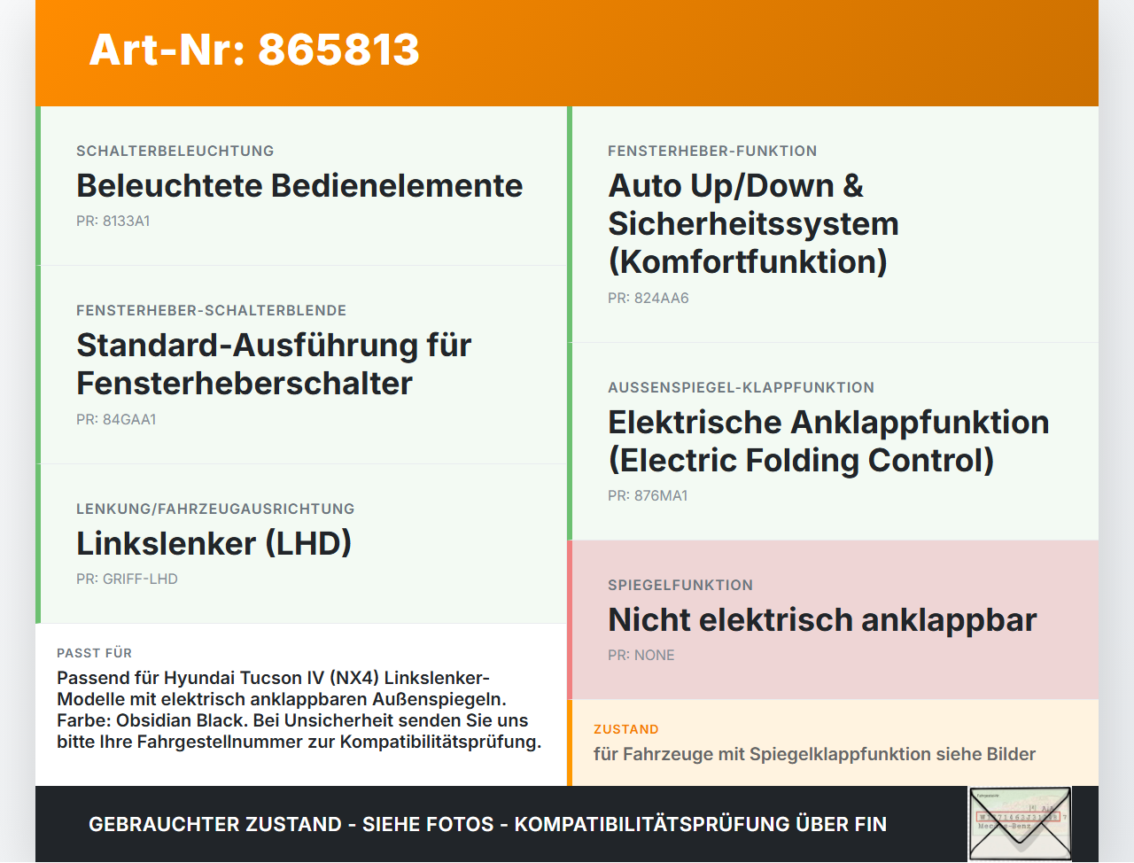 Hyundai Tucson IV NX4 20-24 Spiegelverstellung Aussenspiegel Schalter Hyundai Tucson IV NX4 20-24 30.04.2021... Vorschau 3