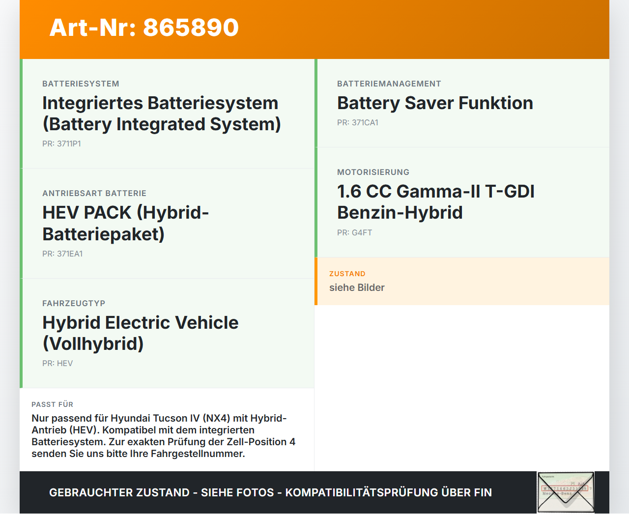 Hyundai Tucson IV NX4 20-24 Hochvolt Zelle Akku Hybrid Batterie HV Pos.4 Hyundai Tucson IV NX4 20-24 17.05.2021... Vorschau 3