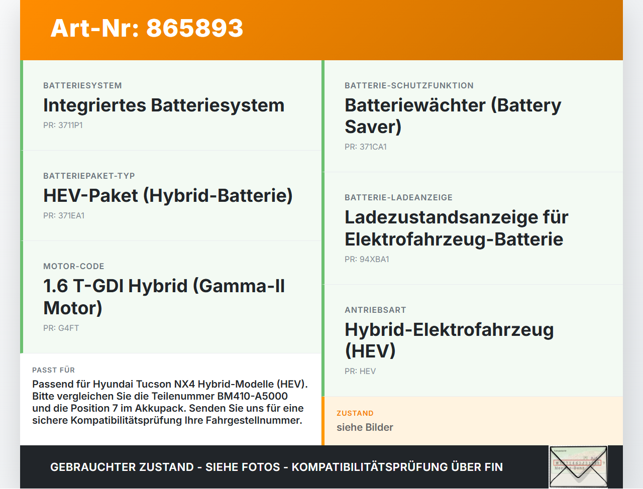 Hyundai Tucson IV NX4 20-24 Hochvolt Zelle Akku Hybrid Batterie HV Pos.7 Hyundai Tucson IV NX4 20-24 17.05.2021... Vorschau 3