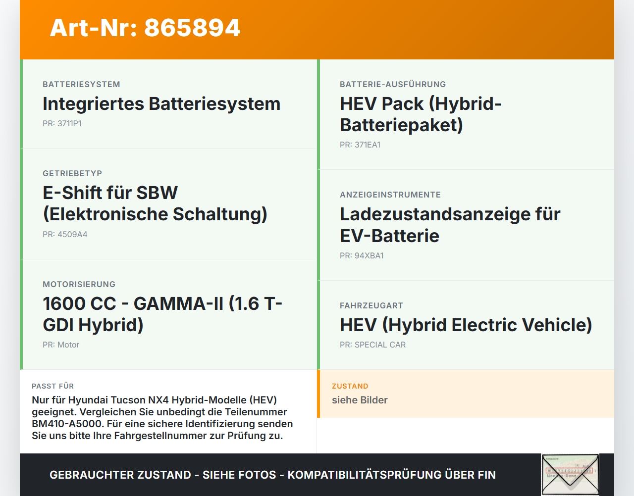 Hyundai Tucson IV NX4 20-24 Hochvolt Zelle Akku Hybrid Batterie HV Pos.8 Hyundai Tucson IV NX4 20-24 17.05.2021... Vorschau 3