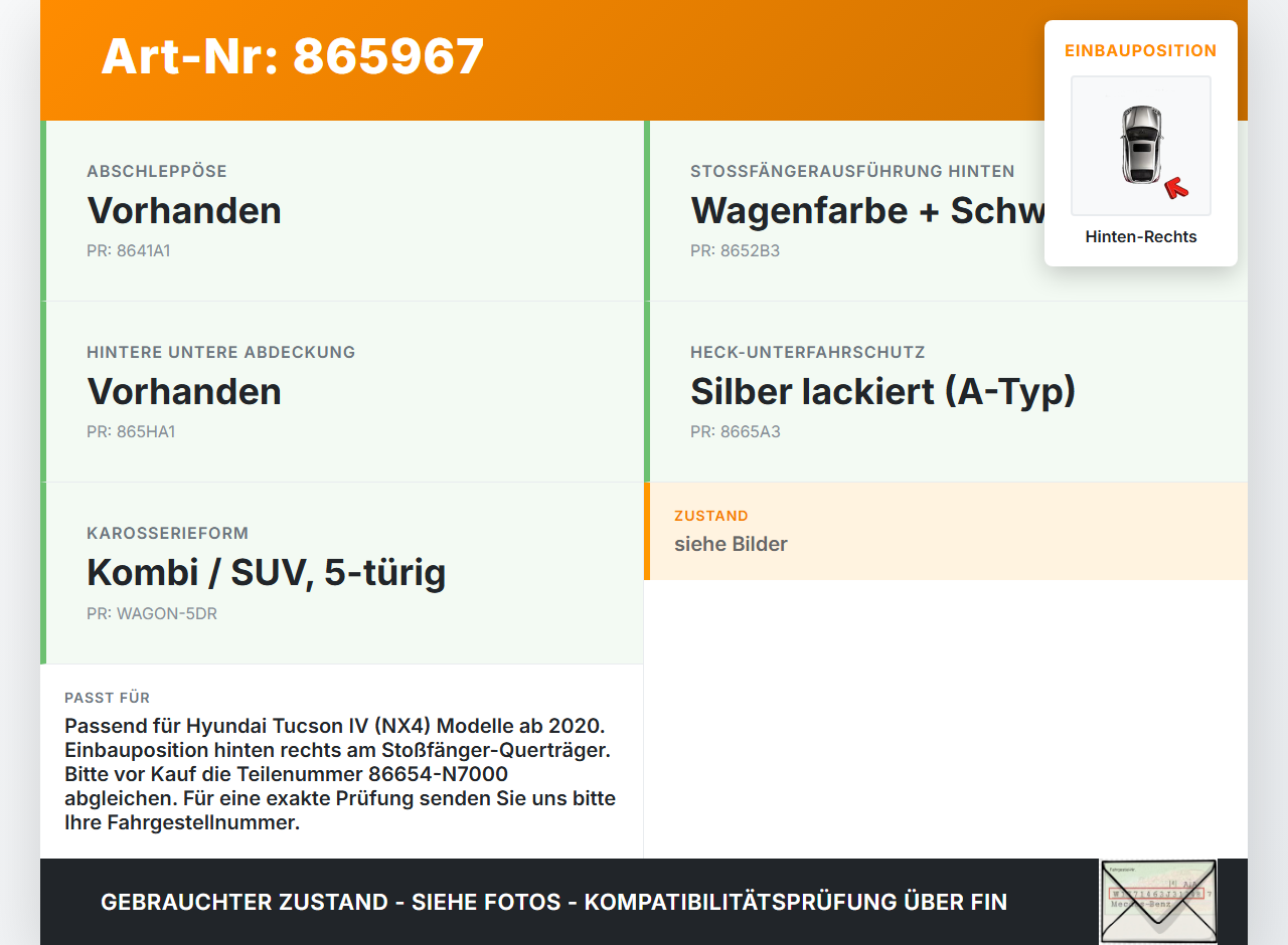 Hyundai Tucson IV NX4 20-24 Pralldämpfer für Stoßstange Querträger Hinten Rechts Hyundai Tucson IV NX4 20-24... Vorschau 3