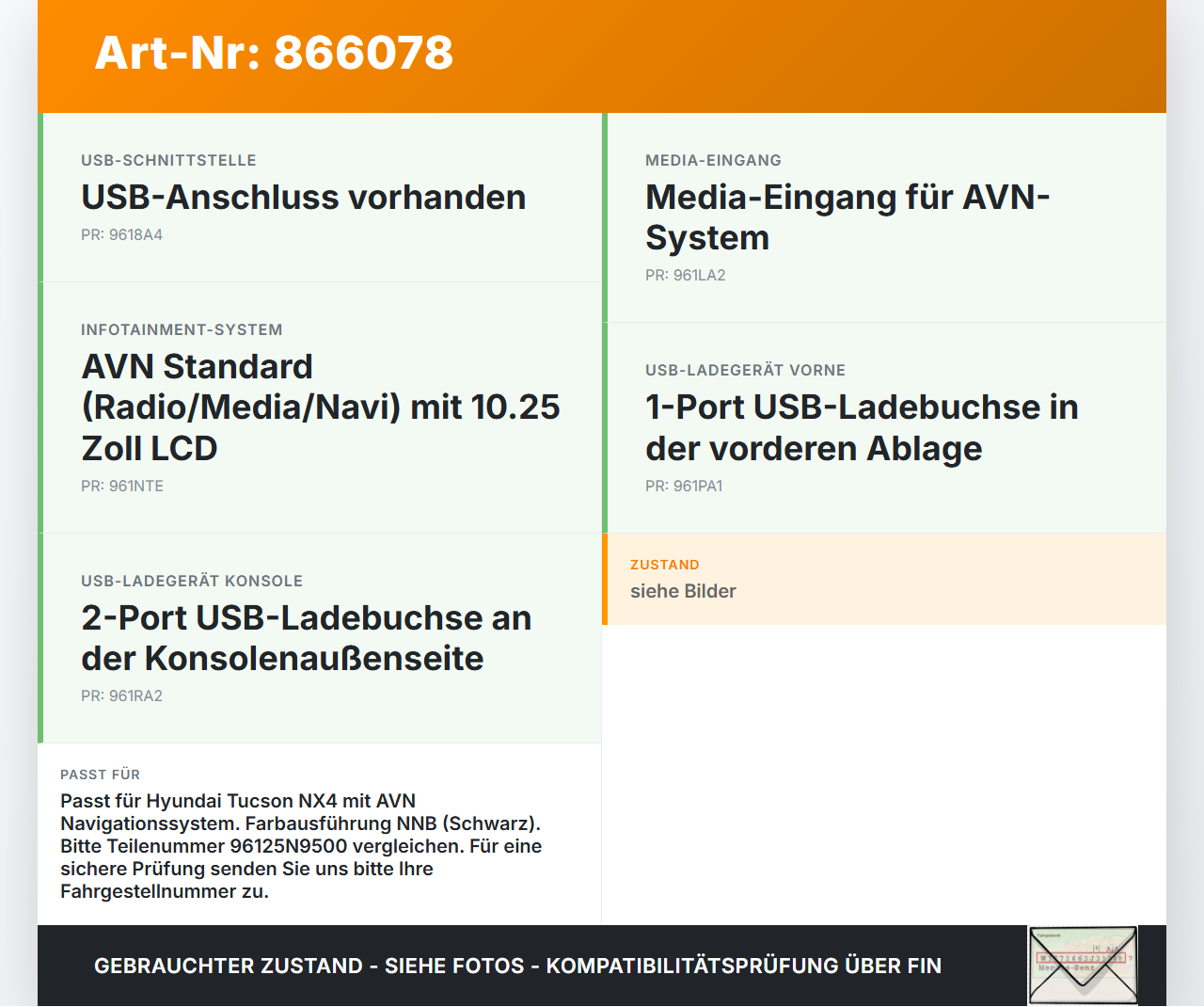 Hyundai Tucson IV NX4 20-24 USB Ladebuchse Anschluss Hyundai Tucson IV NX4 20-24 17.05.2021 96125N9500... Vorschau 3
