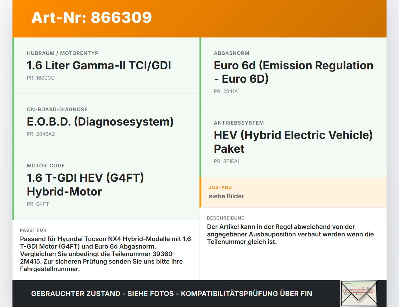 Hyundai Tucson IV NX4 20-24 Hybrid 1,6 132KW G4FT Differenzdrucksensor Hyundai Tucson IV NX4 20-24 17.05.2021... Vorschau 3