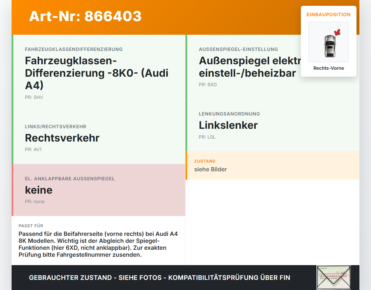 Audi A4 8K B8 QU 11-15 Steuergerät ECU Modul Türsteuergerät Rechts Vorne Audi A4 8K B8 QU 11-15 10.04.2015... Vorschau 3