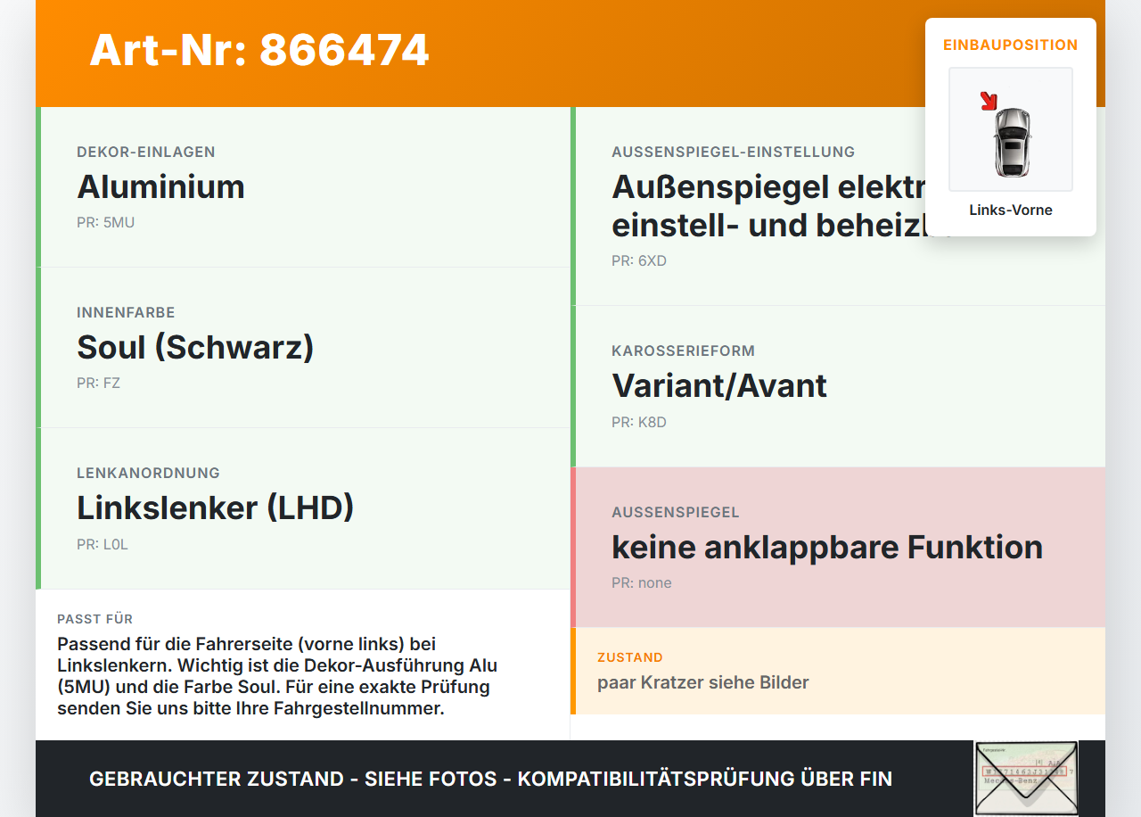 Audi A4 8K B8 QU 11-15 Kombi Blende Innen Einbaurahmen für Fensterheberschalter Links Vorne Audi A4 8K B8 QU 11-15... Vorschau 3
