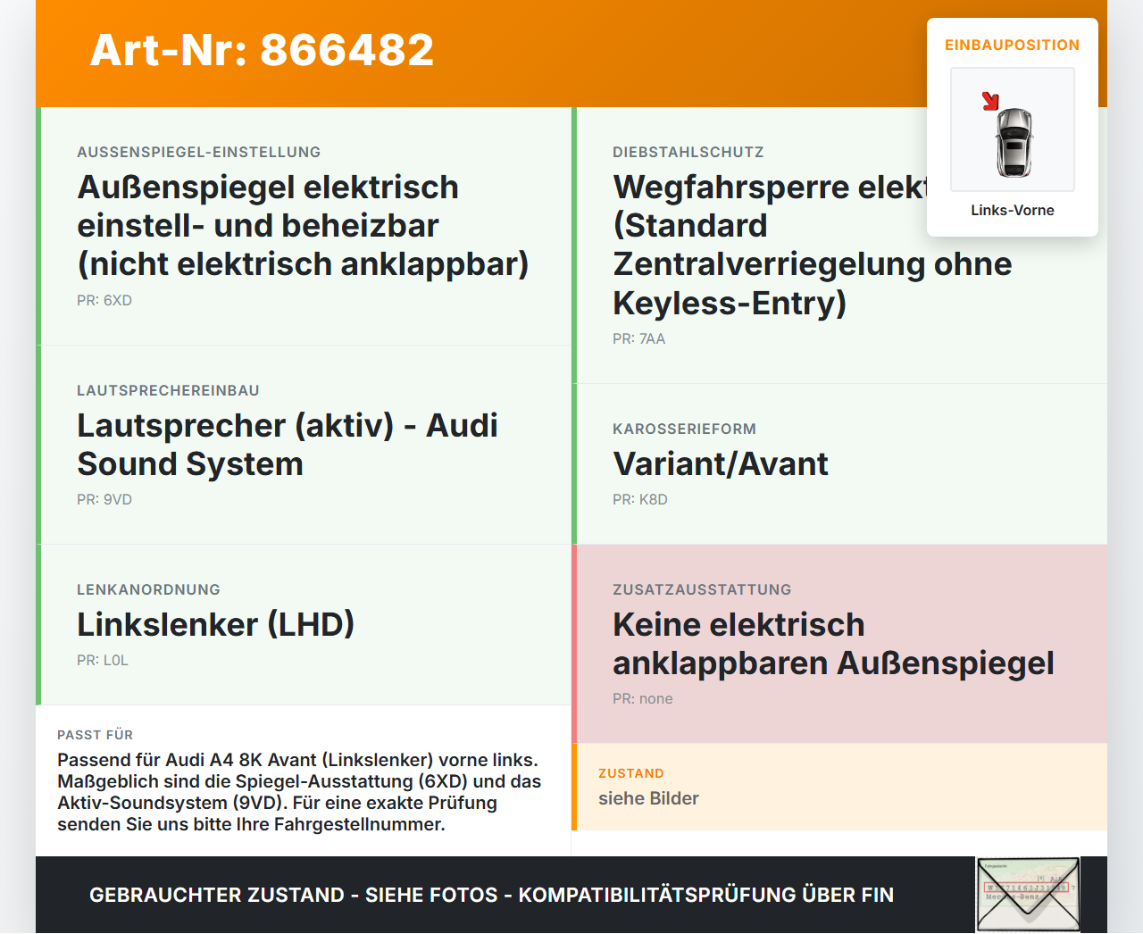 Audi A4 8K B8 QU 11-15 Kombi Kabelbaum Tür und Fensterheber Links Vorne Audi A4 8K B8 QU 11-15 10.04.2015... Vorschau 3