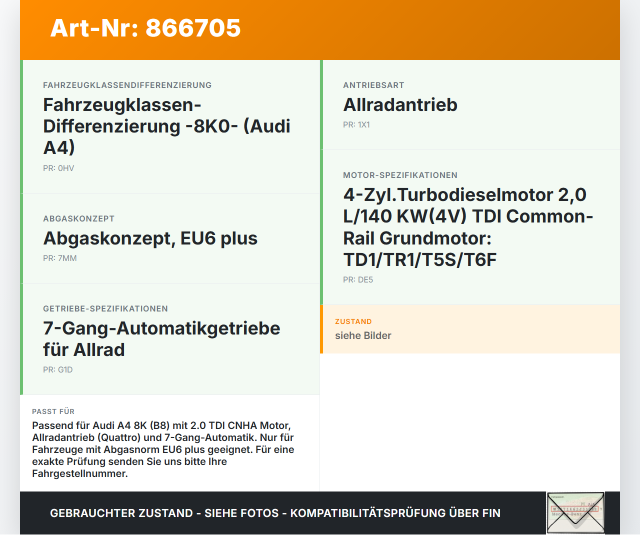 Audi A4 8K B8 QU 11-15 TDI 2,0 140KW Vorderrohr Abgasrohr Flexrohr Audi A4 8K B8 QU 11-15 10.04.2015 4G0253350G... Vorschau 3