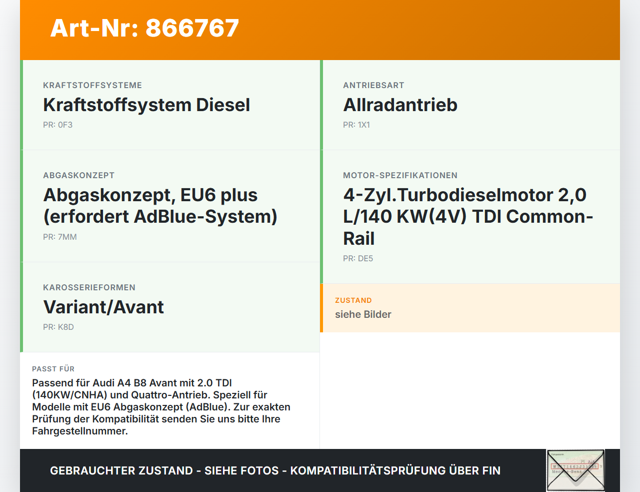 Audi A4 8K B8 QU 11-15 TDI 2,0 140KW Halterung für Additivtank Audi A4 8K B8 QU 11-15 10.04.2015 8T0881327 B15541H... Vorschau 3
