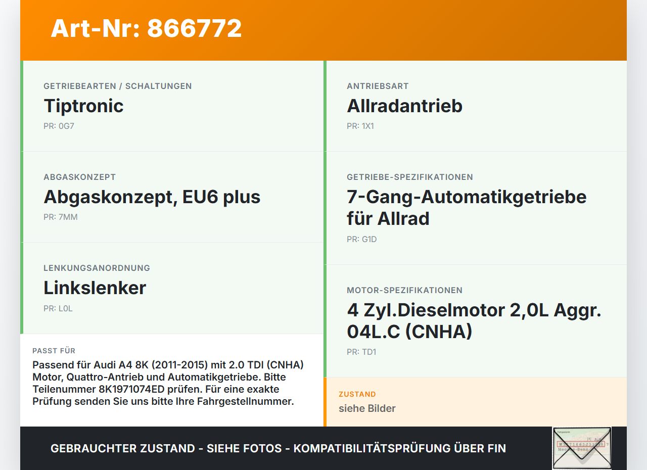 Audi A4 8K B8 QU 11-15 Kombi Kabelbaum für Motor Audi A4 8K B8 QU 11-15 10.04.2015 8K1971074ED gebraucht Vorschau 3