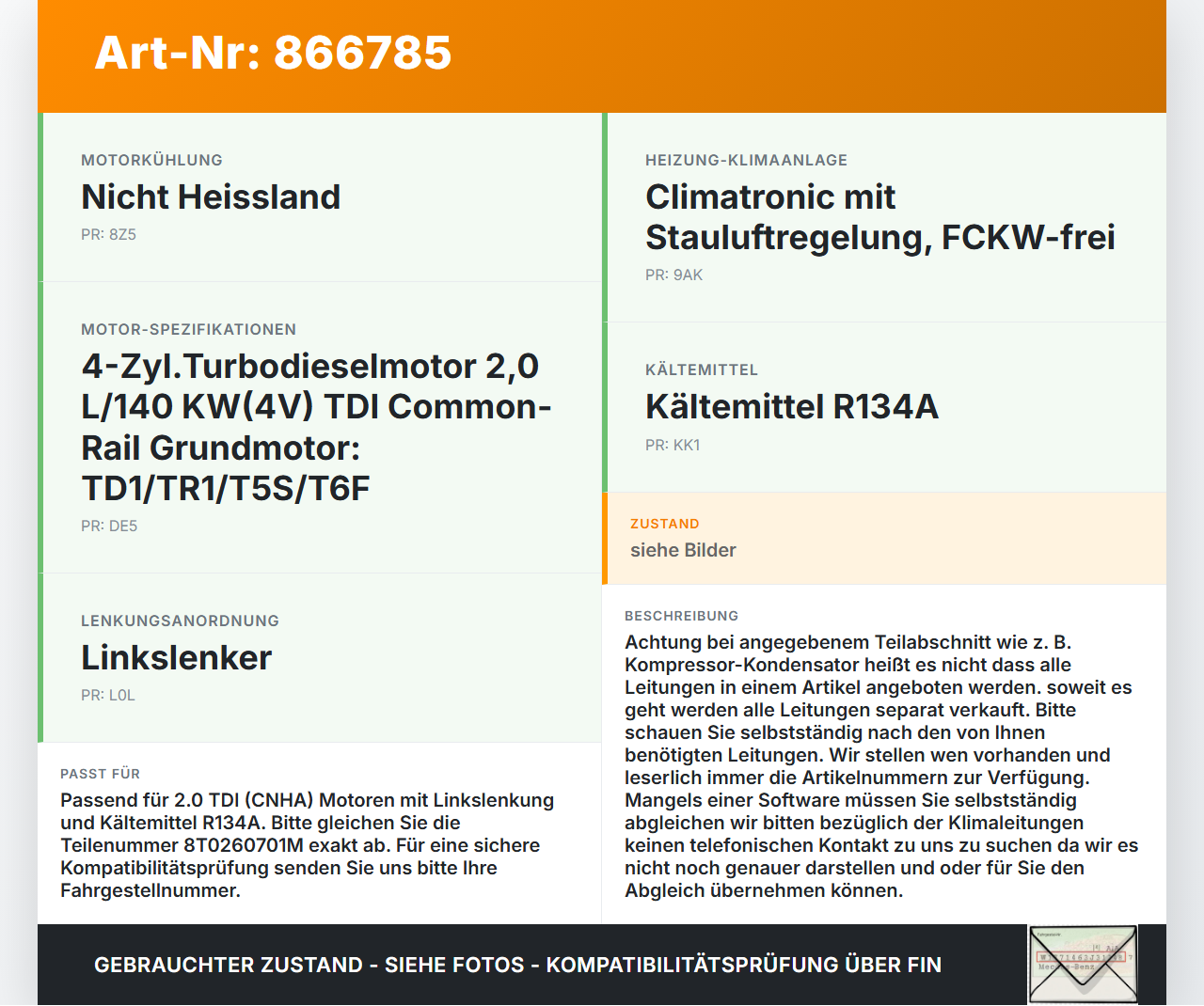 Audi A4 8K B8 QU 11-15 TDI 2,0 140KW Klimaschlauch Klimaleitung Audi A4 8K B8 QU 11-15 10.04.2015 8T0260701M gebraucht Vorschau 3