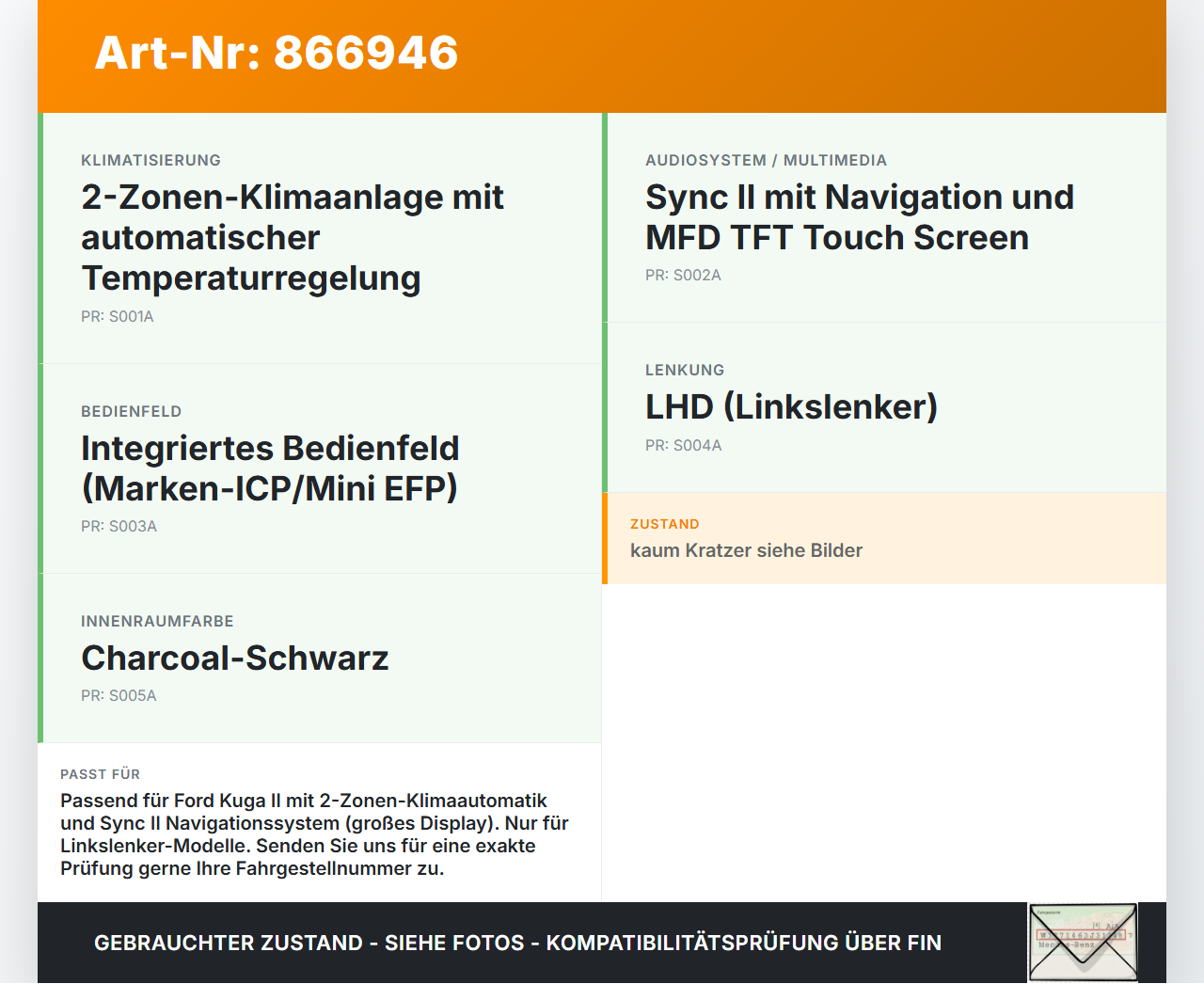 Ford Kuga II 13-16 Blende Einbaurahmen für Klima Bedienteil Ford Kuga II 13-16 12.08.2016 FV41-18835-AE3JA6 gebraucht Vorschau 3