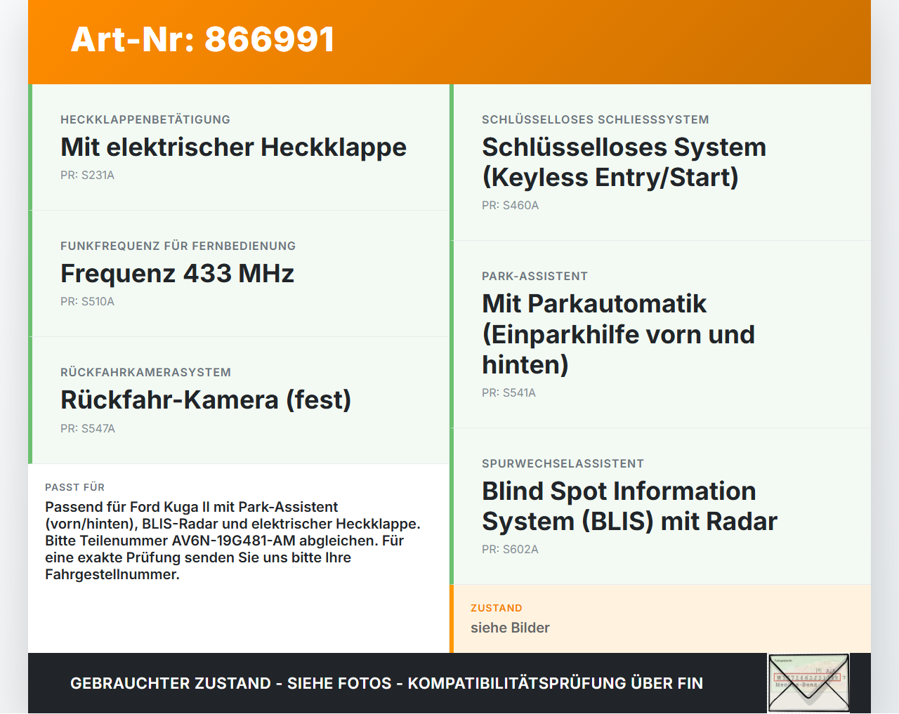 Ford Kuga II 13-16 Steuergerät ECU Modul Komfort Steuergerät Ford Kuga II 13-16 12.08.2016 AV6N-19G481-AM gebraucht Vorschau 3