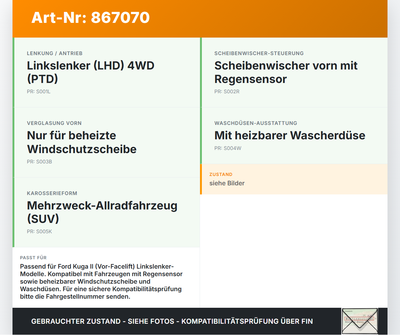 Ford Kuga II 13-16 Wasserabweiser Wasserleitblech Ford Kuga II 13-16 12.08.2016 gebraucht Vorschau 3