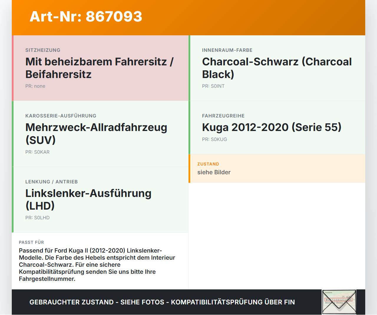 Ford Kuga II 13-16 Hebel Entriegelung für Motorhaube Ford Kuga II 13-16 12.08.2016 gebraucht Vorschau 3