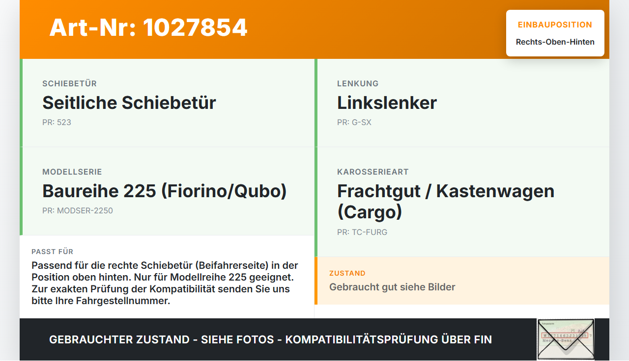 Fiat Qubo Fiorino 225 08-16 Kasten/Kombi Führungsrolle für Schiebetür Rechts Oben Hinten Fiat Qubo Fiorino 225... Vorschau 3