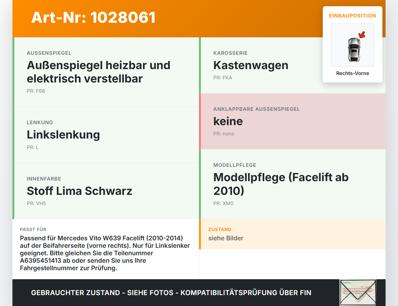 Mercedes Vito W639 10-14 Kasten Fensterheberschalter Schalter Rechts Vorne Mercedes Vito W639 10-14 26.06.2013... Vorschau 3
