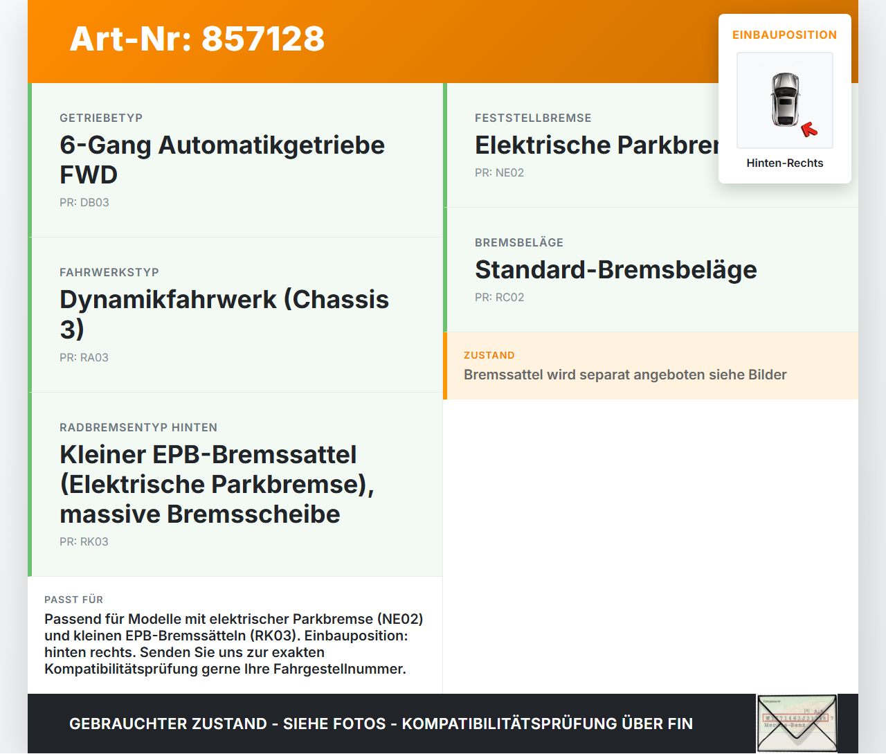 Volvo V60 I D3 10-13 2,0D 120KW Stellmotor Parkbremse Bremssattel Hinten Rechts Volvo V60 I D3 10-13 01.10.2010... Vorschau 3
