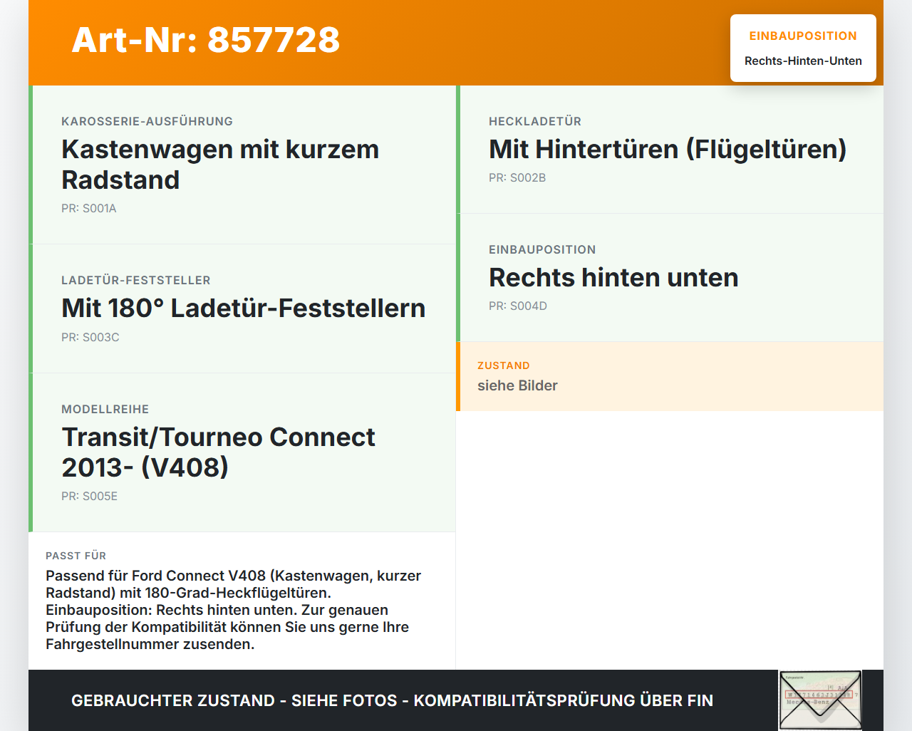 Ford Connect V408 13-18 Türscharnier Flügeltür- Scharnier Rechts Hinten Unten Ford Connect V408 13-18 21.05.2014... Vorschau 3
