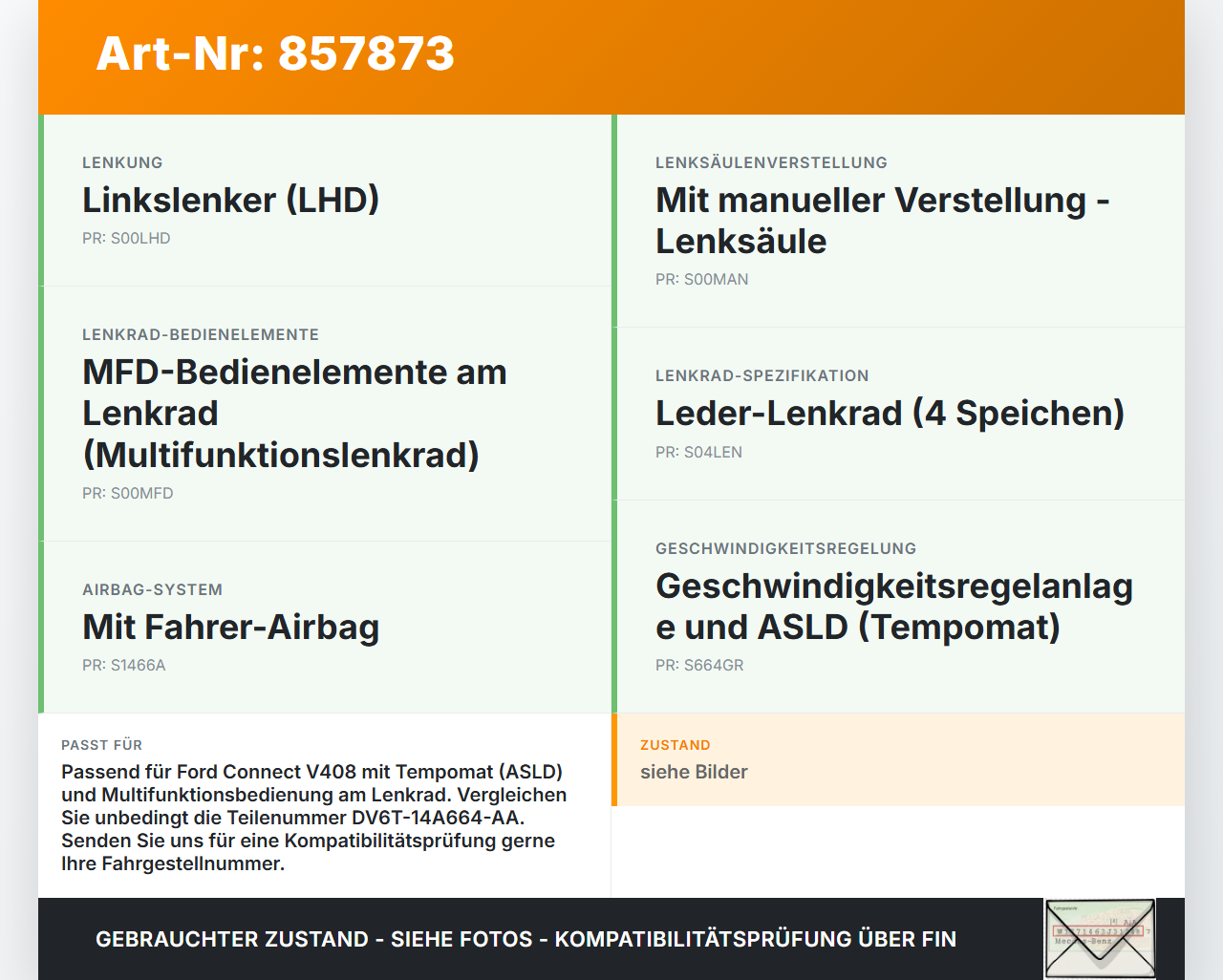Ford Connect V408 13-18 Schleifring Wickelfeder Ford Connect V408 13-18 21.05.2014 DV6T-14A664-AA gebraucht Vorschau 3