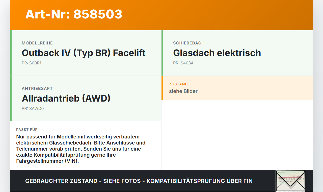 Subaru Outback 4 IV BR 13-14 Schiebedachmotor Subaru Outback 4 IV BR 13-14 21.03.2014 gebraucht Vorschau 3